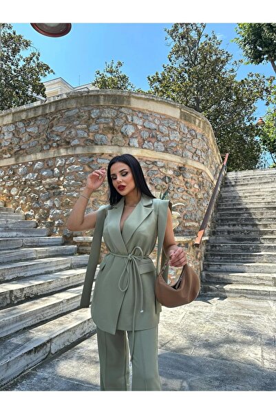 zoezoe Bağlamalı Blazer Yelekli Takım