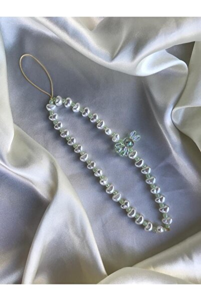 PEONY peonyofficiall شكل أرنب أخضر مائي وسلسلة هاتف ساحرة على شكل هاتف لؤلؤي