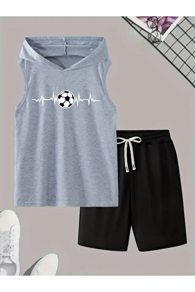 npLStore Dečji fudbalski Štampano bez rukava Sa kapuljačom T-shirt i šortsevi...