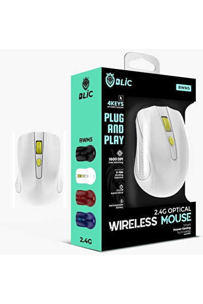 Blic Bwm5 Wireless 2.4 Beyaz Optik Kablosuz Mouse Renk Seçenekleriyle