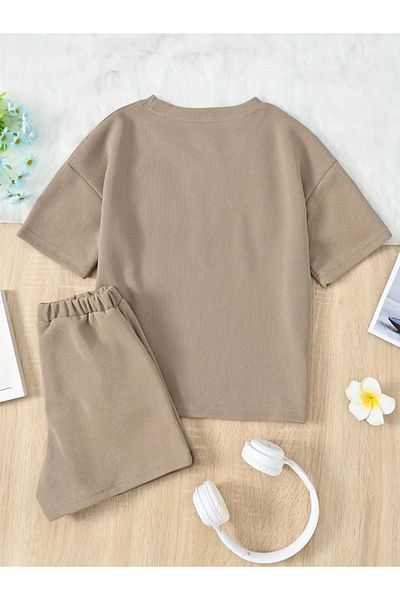 npLStore Детски комплект от памучни шорти с щампа и тениска