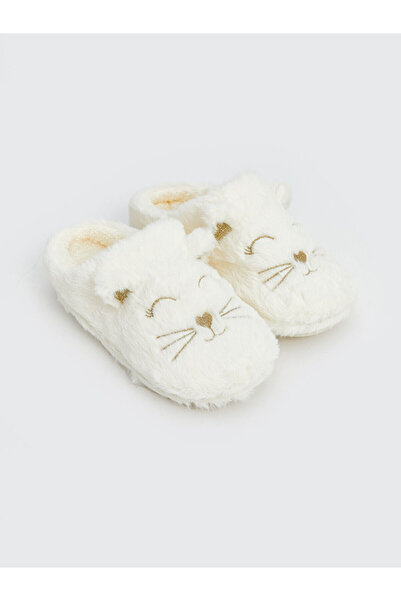 LC Waikiki Nevavm Girls' Plush House Slippers with Rabbit Figure