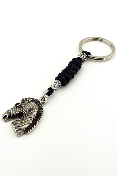 Solfera Trojan Horse Troy Horse Face Macrame Knitted Metal Keychain Kc323