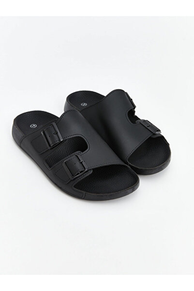 LC Waikiki Black Leather Look Men's Slippers