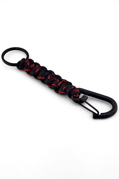 Solfera Black Hook Outdoor Hook Camper Black Red Paracord Braid Kc297