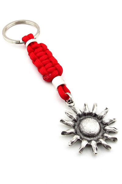 Solfera Sun Flower Sunflower Spring Red Macrame Knit Metal Tip Keychain Kc303