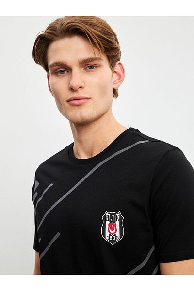 LC Waikiki Μαύρο Standard Σετ Πιτζάμες Beşiktaş με εμπριμέ ανδρικό σορτς
