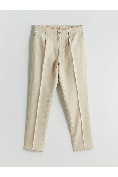 LC Waikiki Lcw Vision Beige Standard Fit Linen Blend Men's Trousers