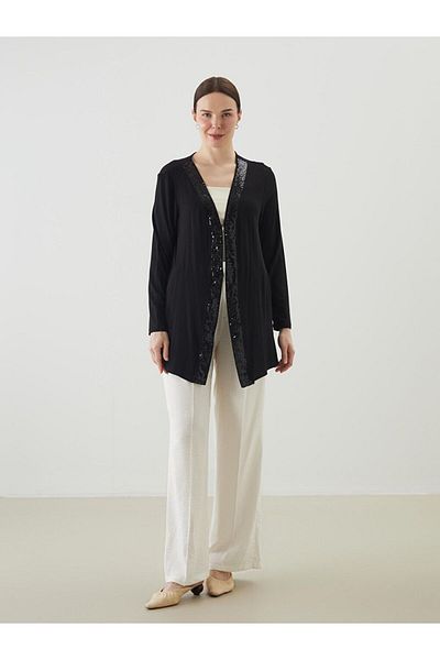LC Waikiki Lcw Grace V Neck Sequin Sequin Embroidered Women's Cardigan
