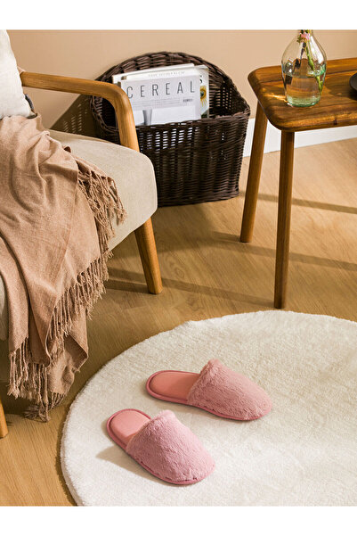 LC Waikiki Ροζ βελούδινες γυναικείες παντόφλες εσωτερικού χώρου