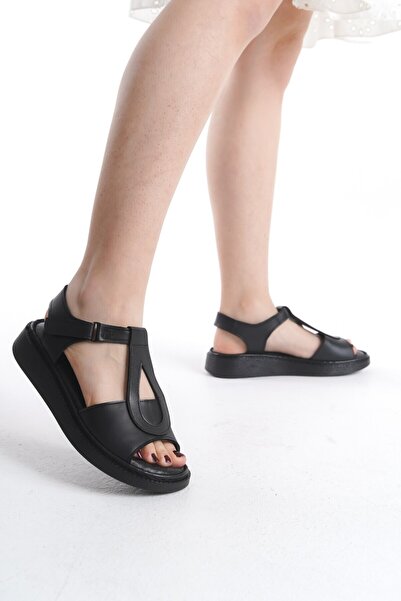 Tamdabu Ayakkabı Prava koža crna Ortopedski đon žena Sandale TMD20252077