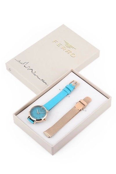 FERRO Lacivert Deri Kordon Kadın Kol Saati F21195B-T3