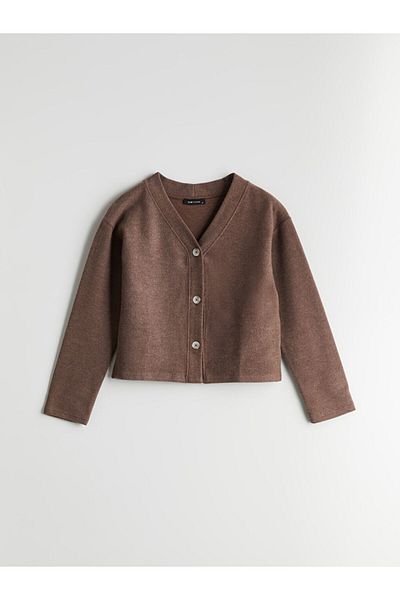LC Waikiki Lcw Vision Brown V-Neck Women's Knitwear Cardigan