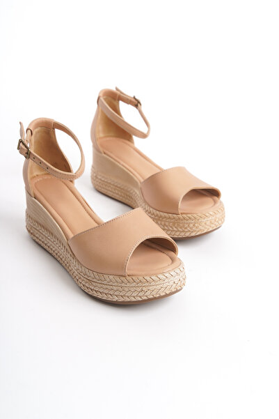 Elile Shoes Sandale cu toc cu pană din piele naturală