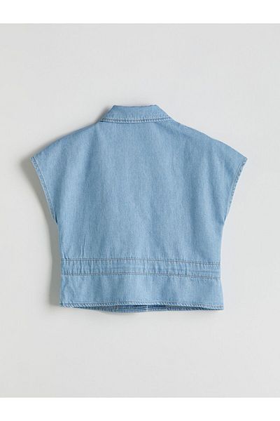 LC Waikiki Vestă de jeans pentru femei Natuvera Indigo cu guler de cămașă