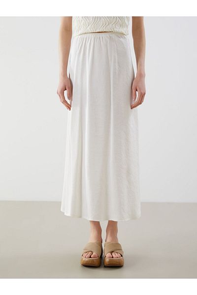 LC Waikiki Lcw Vision Ecru Elastic Waist Modal Blended Skirt