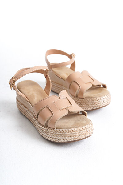 Elile Shoes Sandale cu toc cu pană din piele naturală