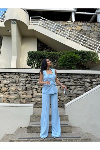 Zoe Zoe Set de pantaloni vestă cu guler pătrat