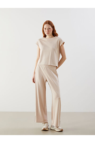 LC Waikiki Beige elastic waist women's sweatpants