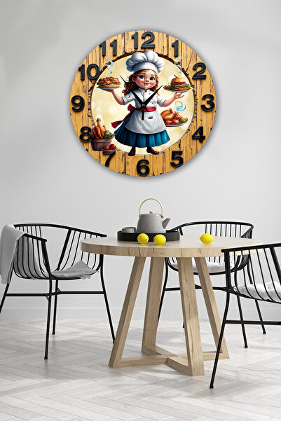 Bilge Lazer bilge Tasarım  2D GÖRÜNÜMLÜ  MUTFAK     Duvar Saati 35  x 35 CM