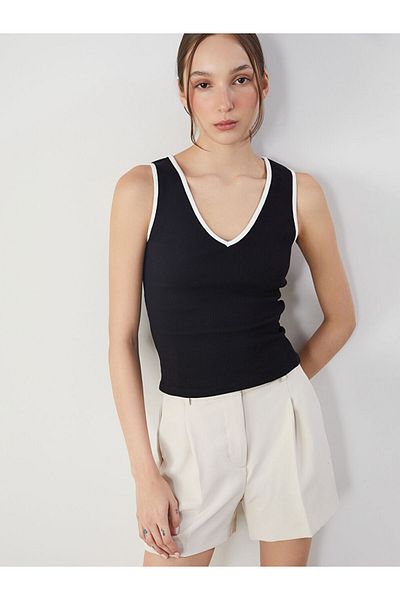 LC Waikiki Lcw Vision Black V-Neck Women's Tank Top
