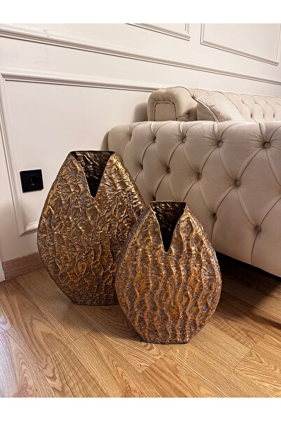 THE LİNSE Metal Dekor 2 li Vazo Takımı