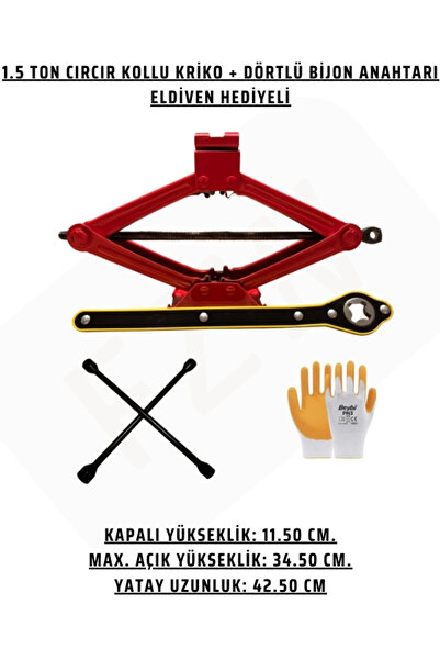 FZW OTO ARAÇ KALDIRMA KRİKOSU VE BİJON ANAHTARI SET (AKORDİYON TİP CIRCIR KOL...