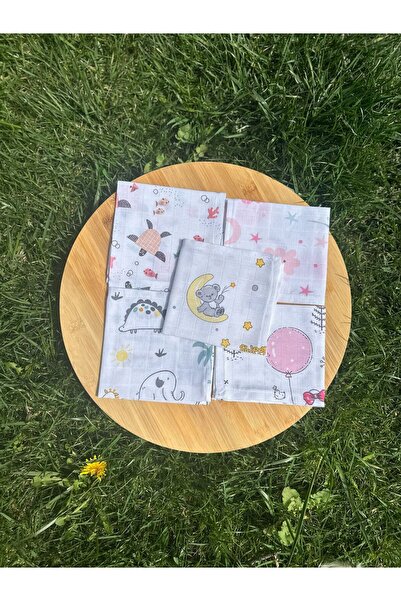 % 100 Organik Bebek Müslin  Mendil 5 Adet   25x25 cm