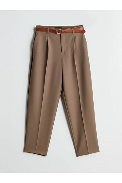 LC Waikiki Lcw Vision Khaki Belted Carrot Cut Women's Trousers