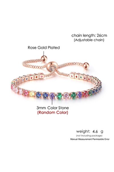 Choice أساور تنس متعددة الألوان قابلة للتعديل مقاس 3 × 3 مم H039-1 للسيدات وا...