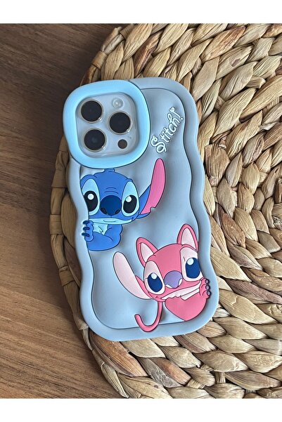 HYPERSOFT Iphone 15 Pro Max (6.7 inç) Uyumlu Sevimli Stitch Desenli Yumuşak H...