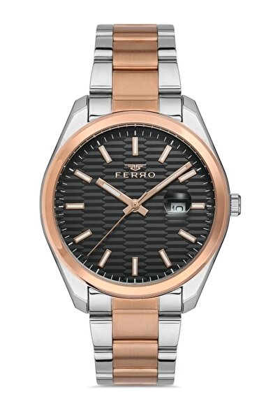 FERRO Rose ve Gümüş Çelik Kordon Erkek Kol Saati F11227A-E2