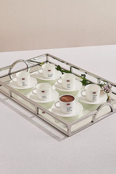 Paşabahçe Porcelain Turkish Coffee Cup Set 6 Piece Set 12 Pieces 90 Cc