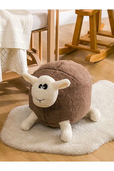 LC Waikiki Beige Sheep Figured Filled Plush Baby Throw Pillow 60 cm
