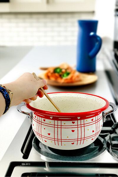 İnci Emaye No. 22 Enamel Pot, Serving, Food Camping, Picnic, Dowry