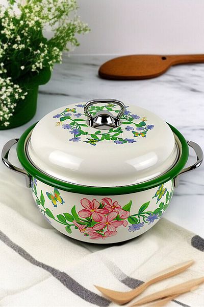 İnci Emaye No. 22 Enamel Pot, Serving, Food Camping, Picnic, Dowry