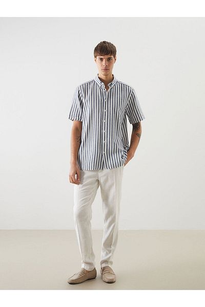 LC Waikiki Ανδρικό πουκάμισο με ριγέ κοντομάνικο New Season Regular Fit - S5NC46Z8