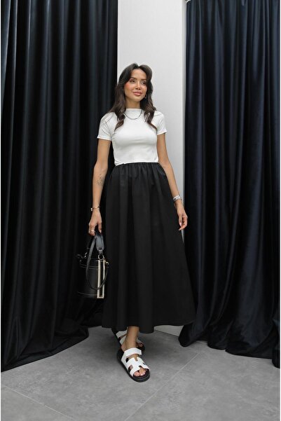 Havoş Bílé černé šaty Debose s krátkým rukávem