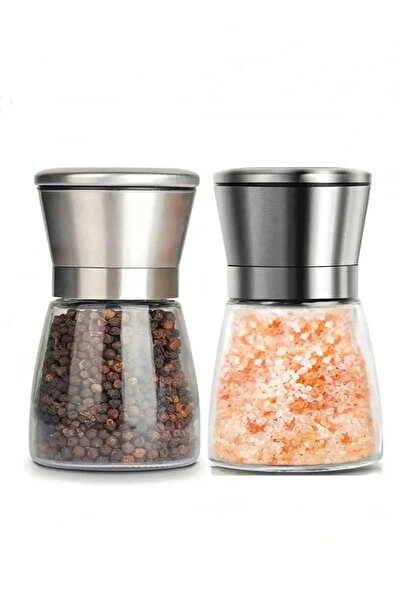 Vivien Home Cam Gövdeli Paslanmaz Çelik Kapaklı Tuz Karabiber Değirmeni Tuz K...