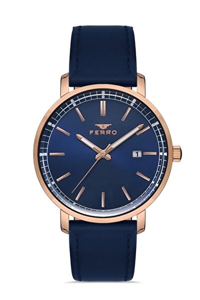 FERRO Lacivert Deri Kordon Erkek Kol Saati F11148b-t