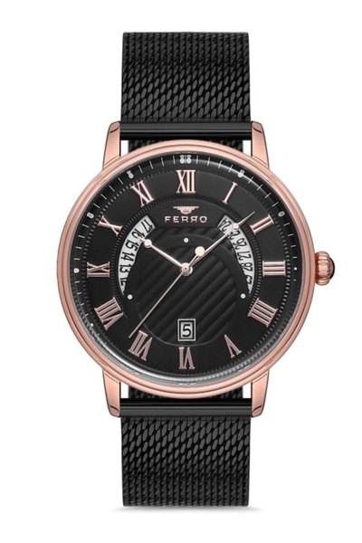 FERRO Siyah Hasır Kordon Erkek Kol Saati F11050C-1117-R