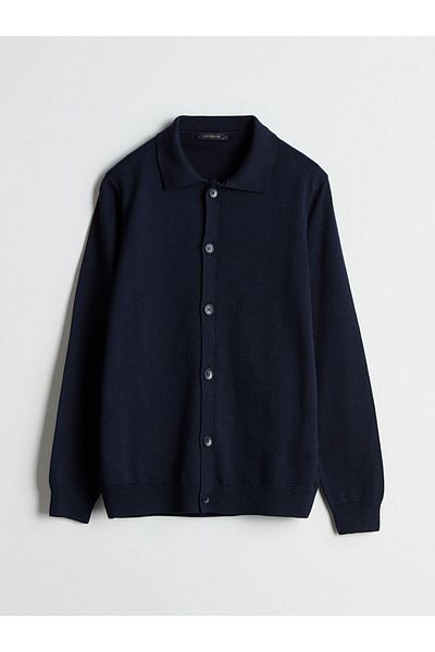 LC Waikiki SOUTHBLUE Standard-Strickjacke für Herren mit Polokragen
