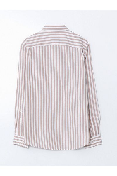 LC Waikiki Lcw Vision Pink Regular Fit Long Sleeve Striped Poplin Men's Shirt