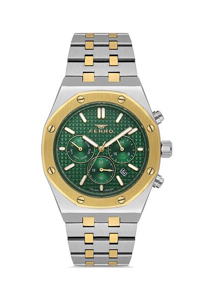 FERRO Yellow and Silver Steel Cord Men's Wristwatch Fm11508A-D6