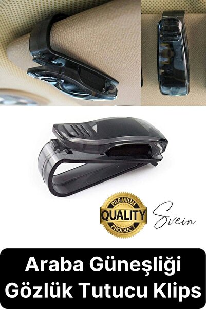 Svein Araba Gözlük Tutacağı Klips Güneş Gözlüğü Tutucu Mandallı Araç İçi Siyah Kartvizitlik Düşmez Kaymaz