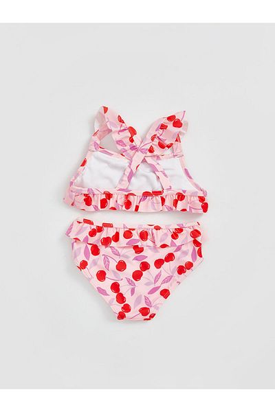 LC Waikiki Σετ μπικίνι για κορίτσια LCW Kids Pink Cherry Printed