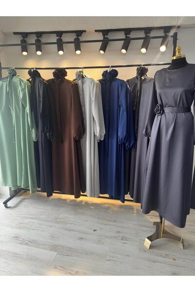 Asel Scarf Saten Abiye Elbise