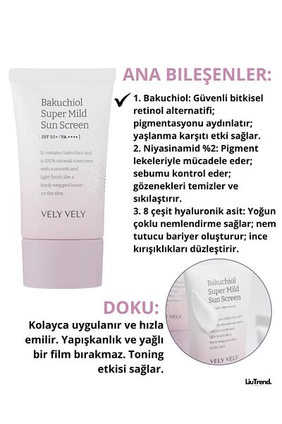 VELY VELY Bakuchiol Super Mild Sunscreen 50ml Sunscreen with Bakuchiol