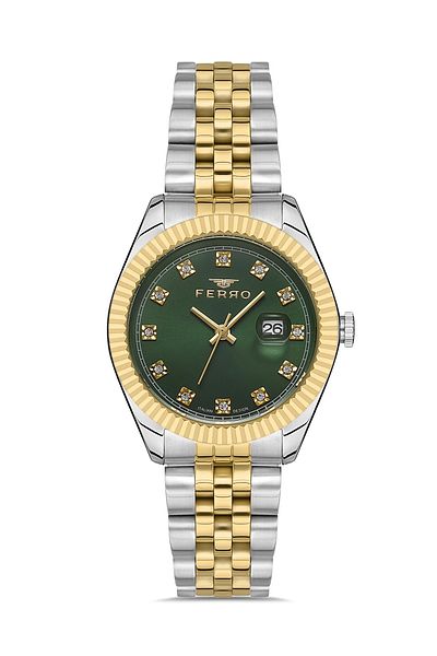 FERRO Yellow and Silver Steel Cord Women Wrist Watch Fl21294A-D6