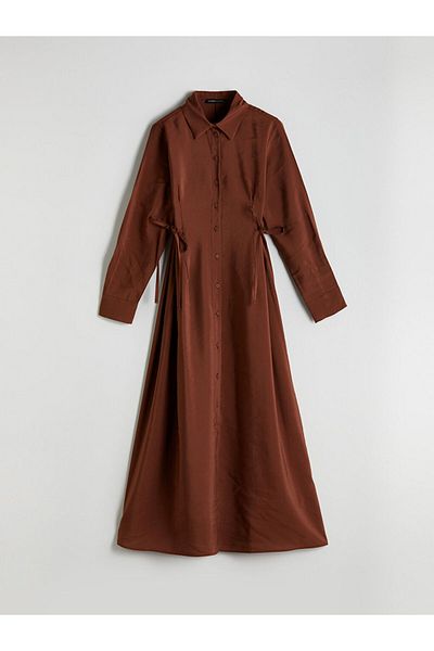 LC Waikiki Lcwaikiki Classic Brown Modal Blend Shirt Dress